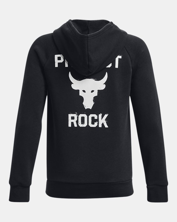 Boys' Project Rock Rival Fleece Hoodie, Black, pdpMainDesktop image number 1